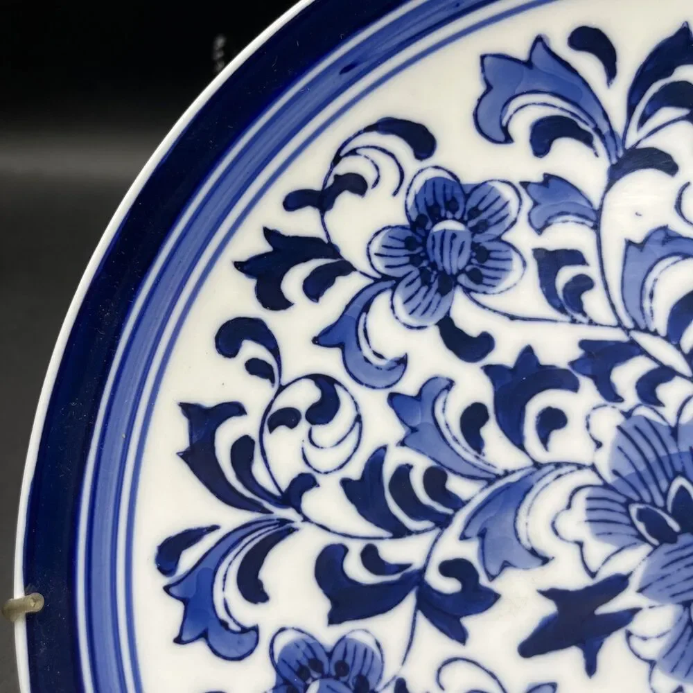 Set of 2 Vintage Centrum Ceramics Blue & White Floral 10 1/8” Dinner Plates